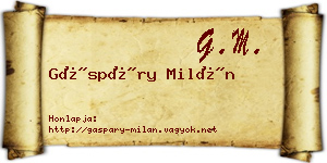 Gáspáry Milán névjegykártya